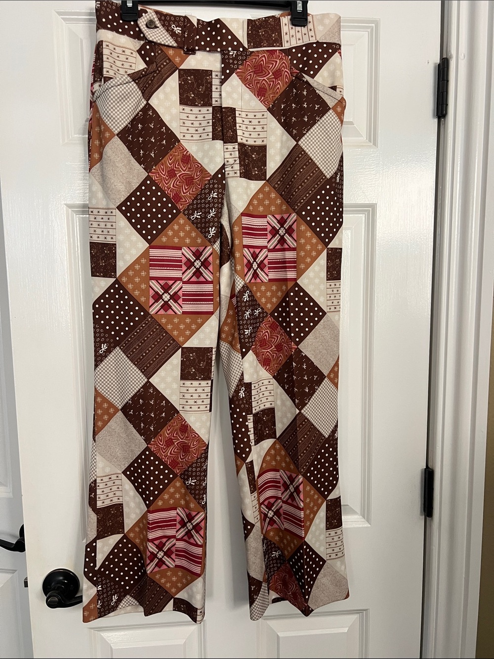 Jaymar slack Vintage Patchwork Pants in Brown and Cream